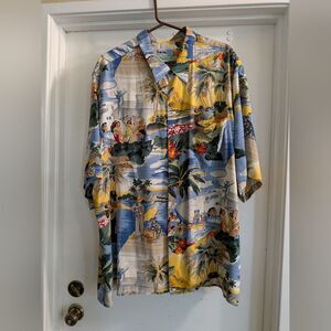 Reyn Spooner Hawaiian Tropical Print Short Sleeve Shirt XXL